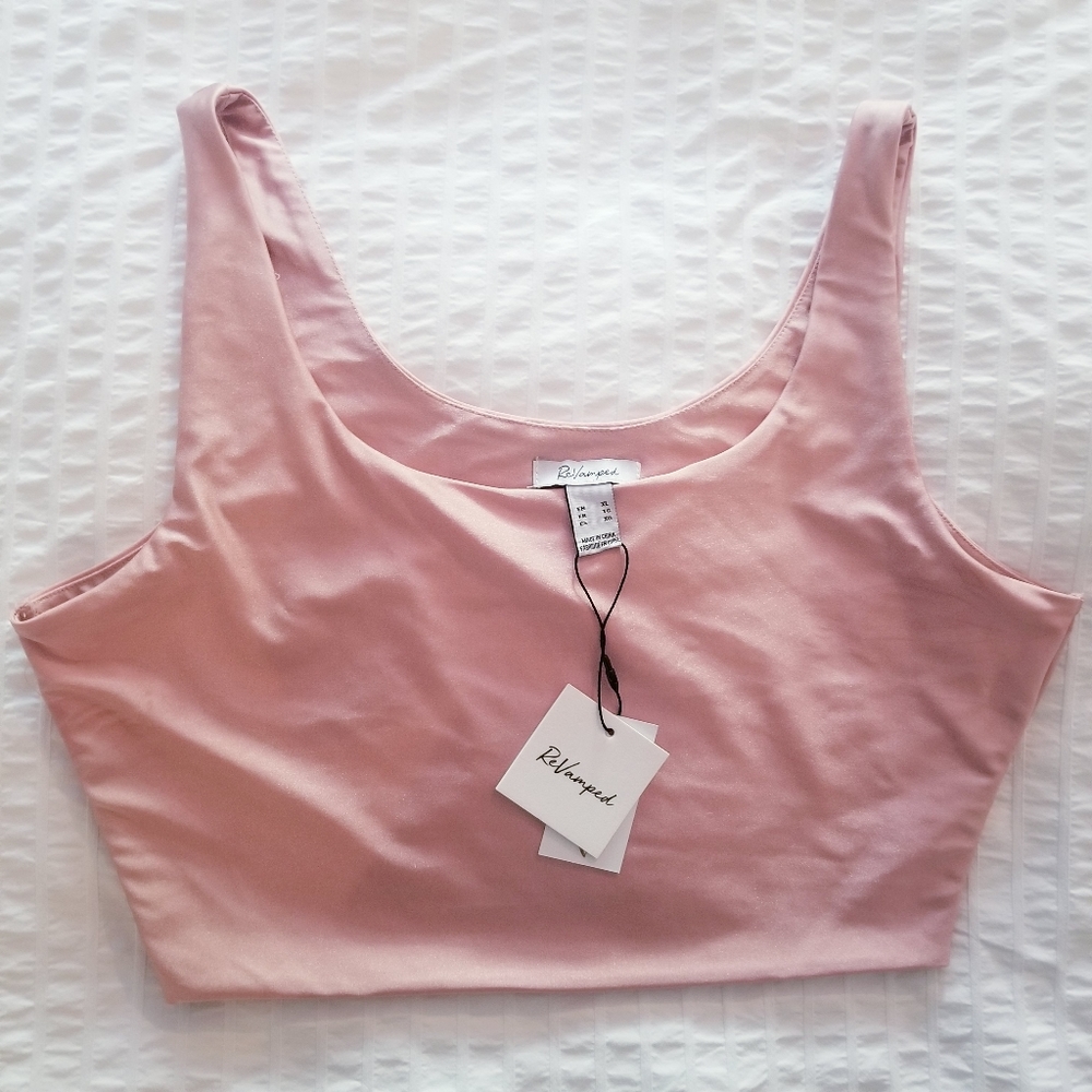 NWT | Revamped | Pink Metallic Tank Top Crop